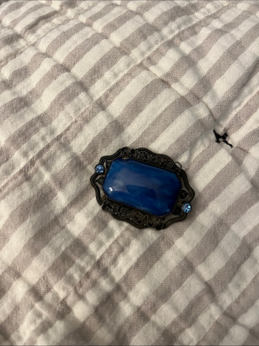 Blue Glass Vintage Brooch